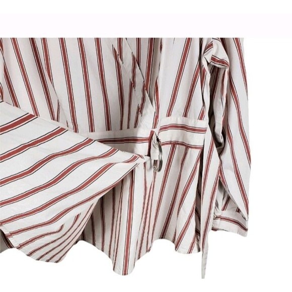 Lane Bryant Womens Top Size 26 Stripe Faux Wrap Side Buckle Long Sleeve Side Zip - Picture 5 of 11